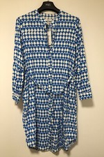 Marks & Spencer Linen Rich Belted Shirt Dress UK Medium £45 Blue Mix