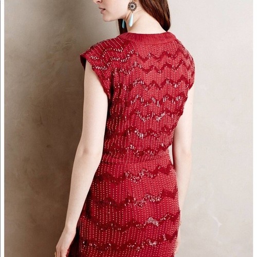 Hoss Intropia Womens Redcurrant Beaded Sequin Dress Party UK 14 NWT - Picture 2 of 5
