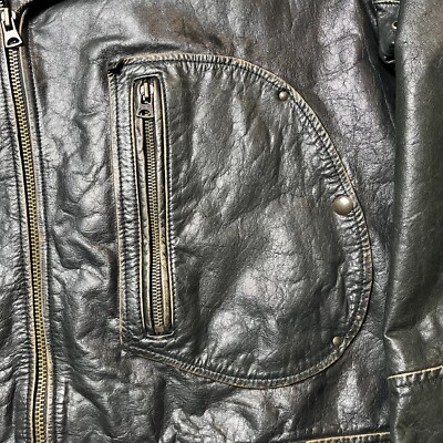 Vintage Levi's Leather Motorcycle Biker D Pocket Jacket Coat XL 46