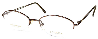 ESCADA E338 BRN NOS Japan Titanium Brown Half Rim Eyeglasses Frame 50-18-135