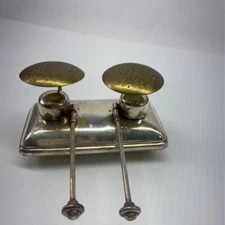 VTG Double Chafing Dish Burner Brass Silver Wicked Reusable Alcohol Buffet Small