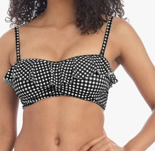 Freya Check In Bikini Top Black White Size 30DD Bandeau Strapless Bra 201910 New