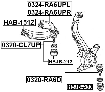 左上前臂 Febest 0324-RA6UPL Oem 51460-S84-A01 — 第 2/3 张图片
