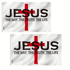 Anley 2 Pcs 3x5 Foot Jesus The Way The Truth The Life Flag - Christian Flags
