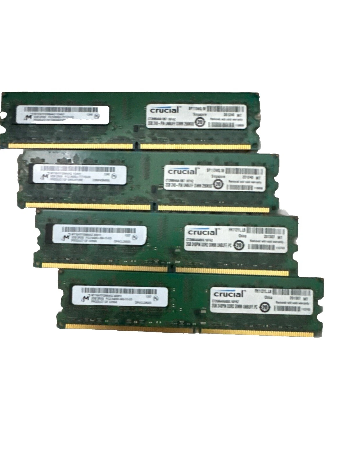 Ordenador de capacidad total de 2 GB 256 MB capacidad por módulo de memoria (RAM)