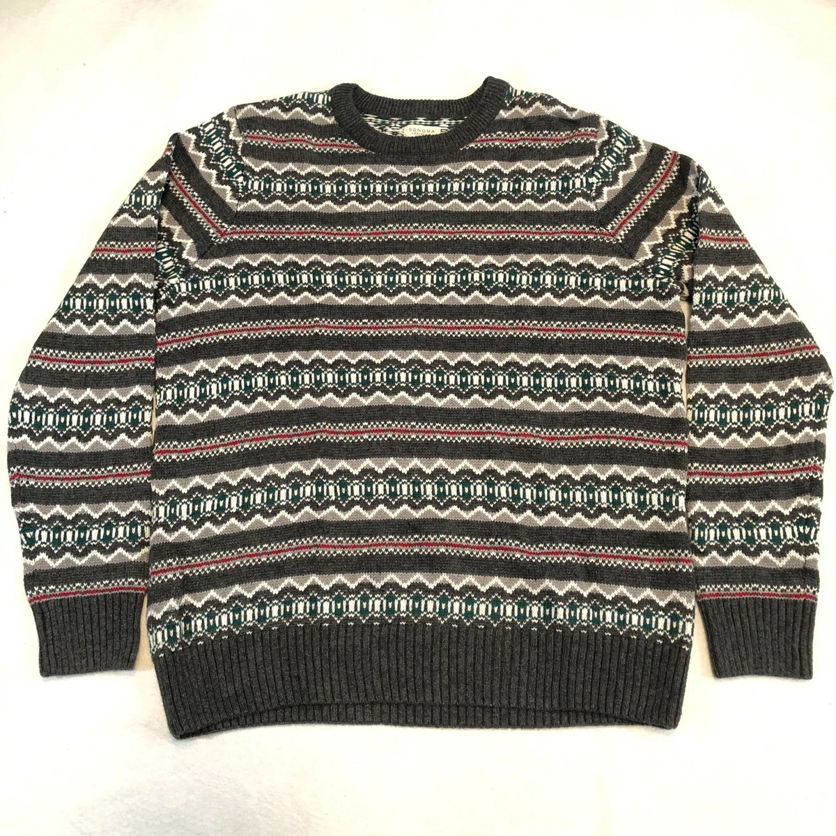 Sonoma Life Style Women s Fair Isle Pullover Crew Neck Sweater Size XXL 65