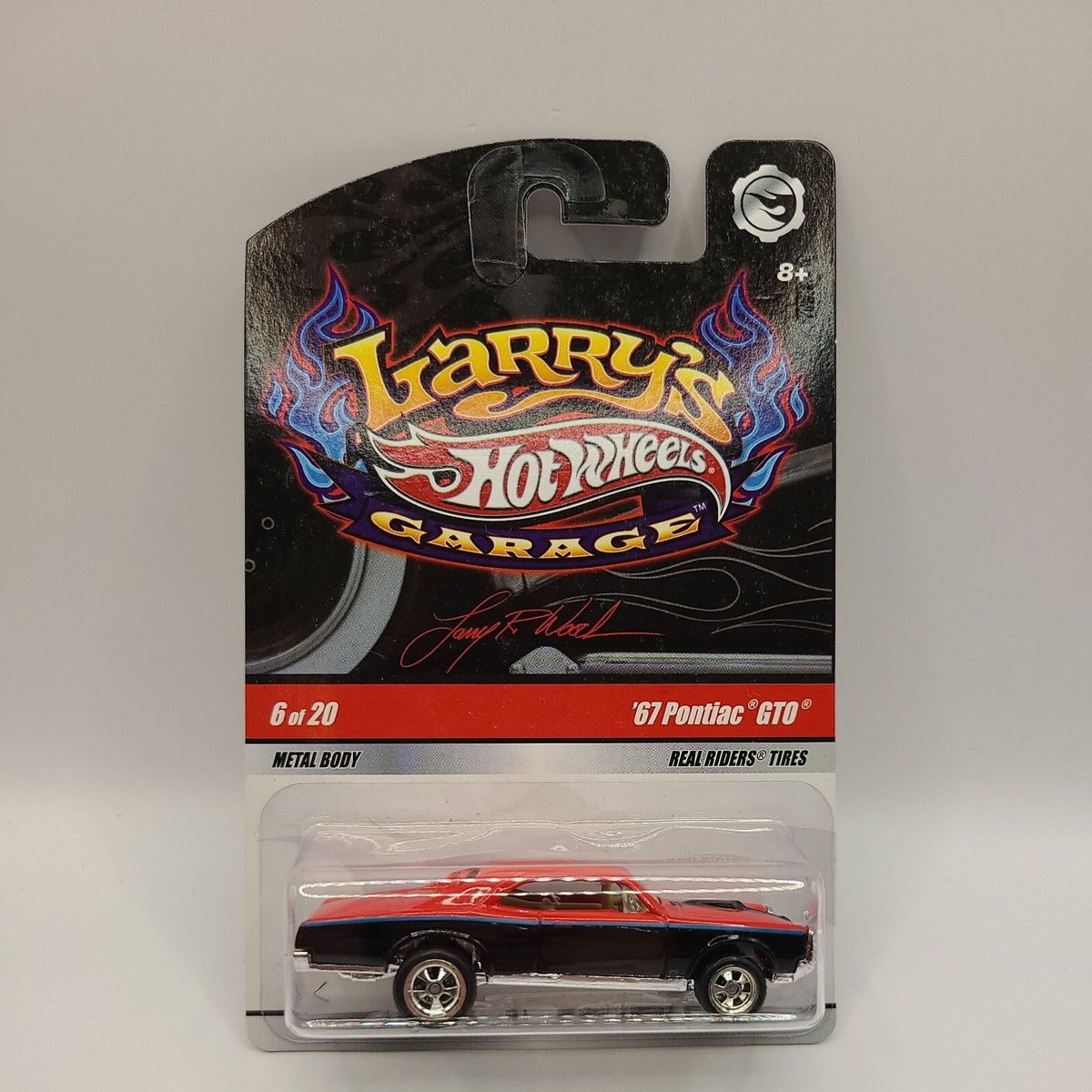 HOT WHEELS LARRY'S GARAGE 67 PONTIAC GTO CAR RED BLACK BLUE STRIPE