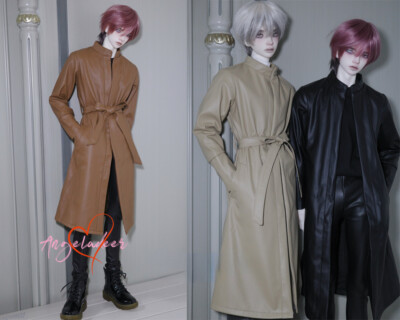 1/4 1/3 Uncle ID75 BJD Clothes Stand Collar PU Leather Windbreaker Long Coat