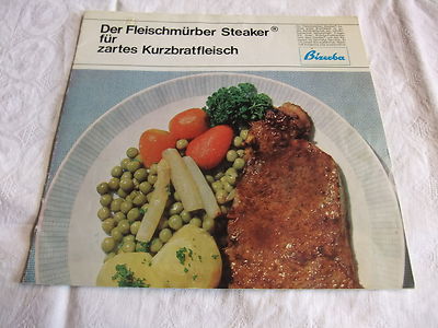 Fleischer Metzker Werbung Reklame alter Prospekt Bizerba Fleischmürber Steaker