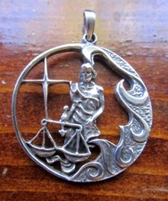 Libra Zodiac Sign Pewter Astrology Silver pendant Jewelry