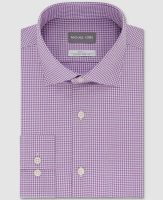 $85 Michael Kors Men Regular-Fit Purple Check Dress Shirt Size