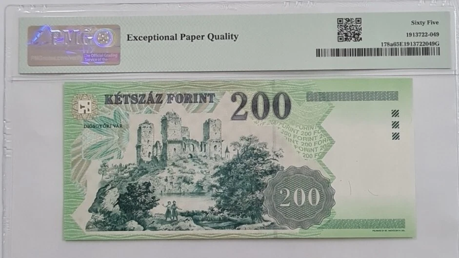 1998 HUNGARY 200 Forint PMG65 EPQ GEM UNC 【P-178a】 - Image 4 of 4