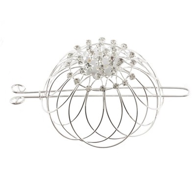 Silver Plated Metal Wire Rhinestone Hair Bun Cage Elegant Bun