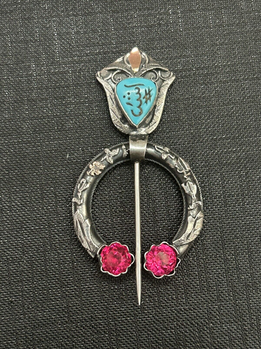 Broche Ancienne – Argent Massif 925 – Plaqué Or – Pierres Blanches – France