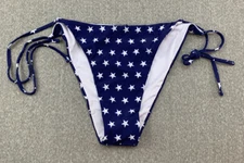 Blooming Jelly Patriotic Stars String Bikini Swimsuit Bottoms Women size XL Blue