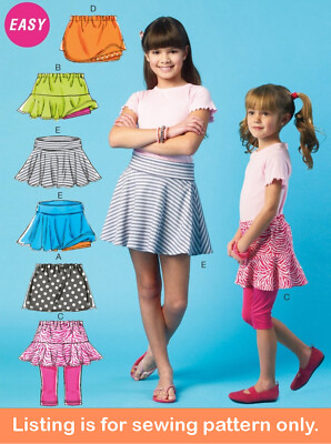 SEWING PATTERN Sew Girls Clothes Clothing Skort Skirt w