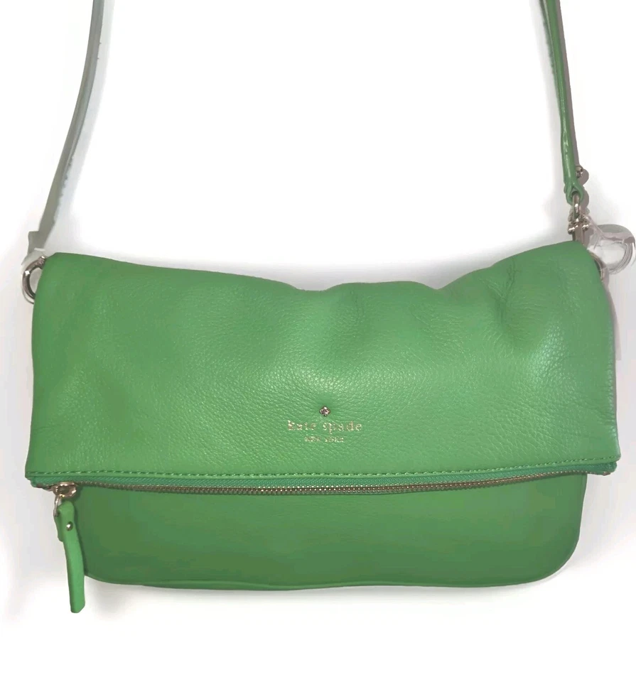 Kate Spade Nuevo Con Etiquetas Verde Guijarro Plegable Sobre Cremallera Cartera Bandolera Bolso de Mano Foto 4 de 4