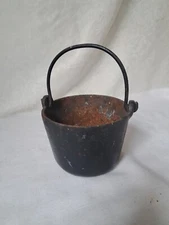 Original Cast Iron Antique Lead Smelting Melting Pot 4x4.75" Iron Handles