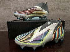 Adidas X Predator Edge SG Soccer Cleats Silver Multi Color Men's Size 9 HR1570
