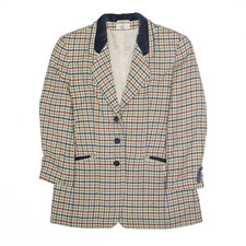 Elegance Womens Wool Blend Blazer Jacket White Check Uk 12