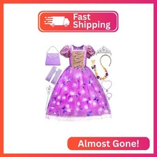 Davvew Princess Dresses for Girls,Light Up Princess Costume for Christmas, Hallo