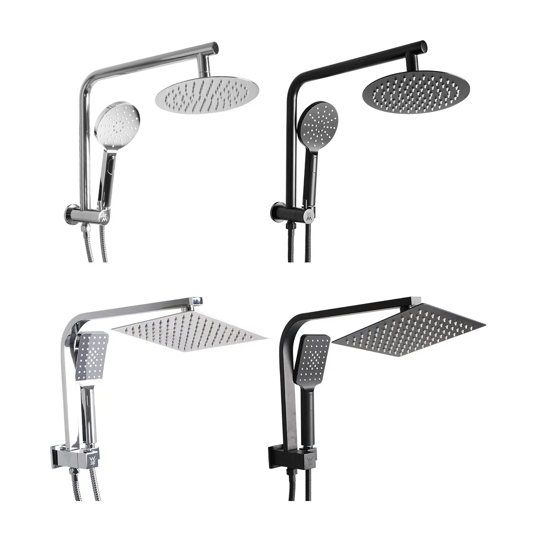 8" Rain Shower Head High Pressure 2 Set Handheld with Hose WELS Brass Anti-scald