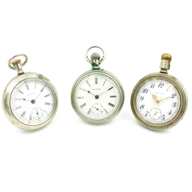 1899-1904 Waltham 7-15j Size 18s White Dial Pocket Watches Lot of 3 #WB5122-4