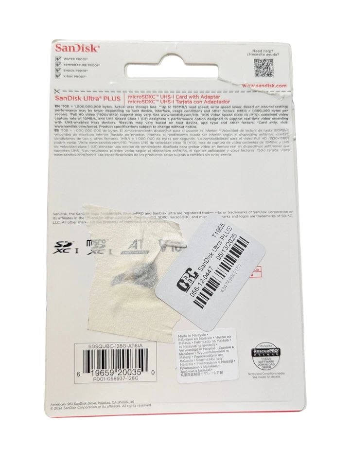 Z1O Sandisk Ultra Plus microSDXC UHS-I with Card Adapter 16gb Full HD Video - Image 2 of 2