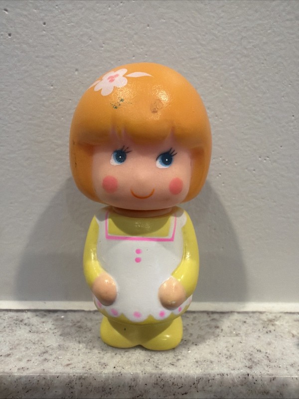 Vintage RARE Sebino Girl  Figurine Doll 1980 Roll-on Scented Perfume HTF Yellow