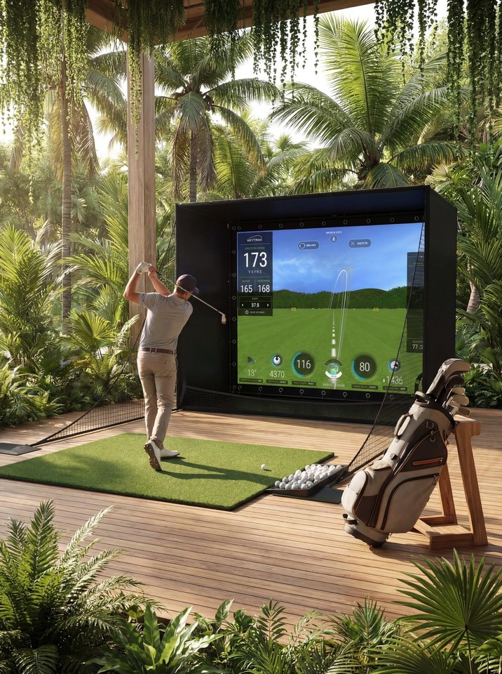 10x8ft Golf Hitting Net Simulator Cage with HD Impact Screen & Safety ...