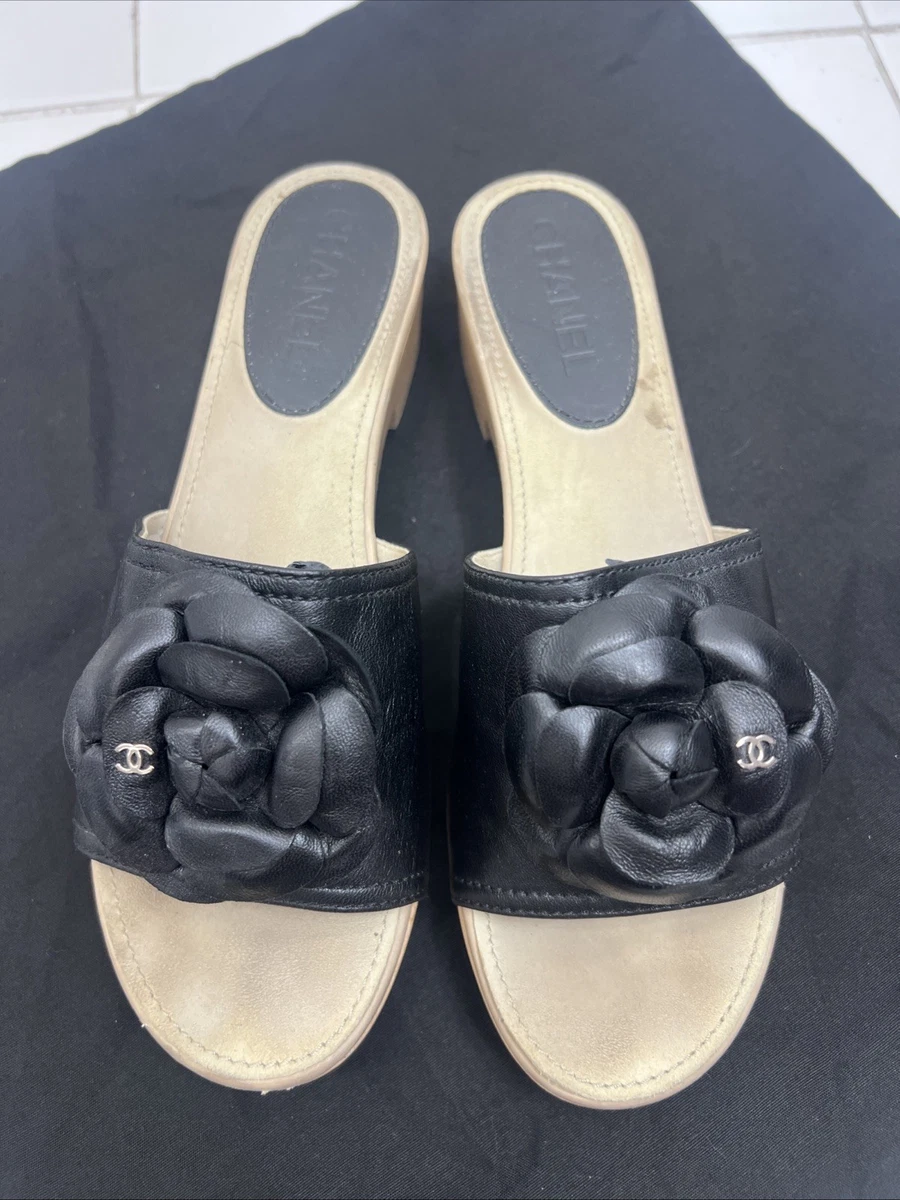 CHANEL フラワー装飾 フラットサンダル CHANEL Flowers Black Sandals for Women for sale | eBay