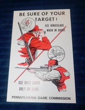 Vintage PA Pennsylvania Game Commission SPORT Safe Hunting Poster Sign 17x11