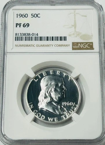1960 Gem Proof Franklin Silver Half Dollar NGC PF69 Tough Date in Gem Proof