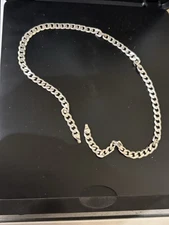 Vintage Sterling Silver Italy Cuban Link Chain Necklace 15.5” Broke .925 5mm 14g