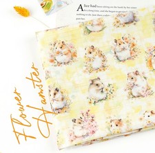 Baby Hamster  Yellow Flower Pattern Fabric made in Korea by the Half Yard