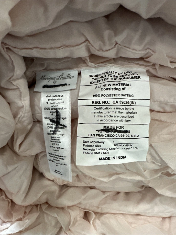 Pottery Barn Kids Monique Lhuillier Rosette Quilt Twin  Blush - Image 2 of 2