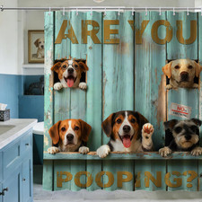Funny Dog Shower Curtain Cool Farm Animal, 70X72 Inchs Are You Pooping Design,