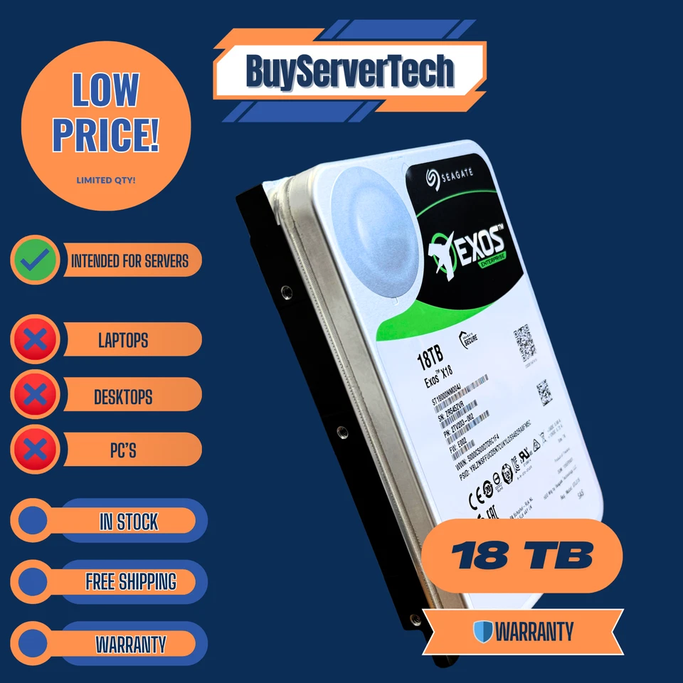 Seagate Exos X18 ST18000NM004J 18TB 7.2K SAS 12Gb/s 3.5" Enterprise HDD 0 Hours - Image 2 of 3