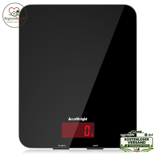 KüChenwaage Digitalwaage 5Kg Hartglas Lcd-Display HochpräZise 1G Tara-Funktion-image