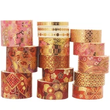 Splendid Gold Washi Tape Set Embroidery Pattern Foil Decorative Tapes for Art...