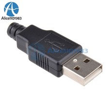 50Pcs USB2.0 Type-A Plug 4-pin Male Adapter Connector jack&Black Plastic Cover *