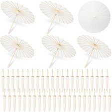 SAYAYA 6 Pack 23.6 Inch Small White Paper Umbrellas Chinese Japanese Parasol Pap