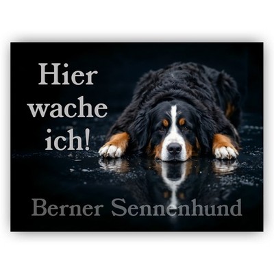 Berner Sennenhund Warnschild ''Hier wache ich'' | Schild | Zaunschild | Türschild