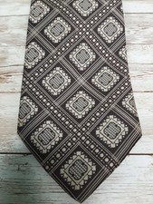 Vintage 70s 80s Andhurst Wide Necktie Brown and Cream Funky Geometric Pattern