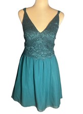 Speechless Green Emerald Sparkle Lace Mesh chiffon Mini Party Prom Dress Size 5