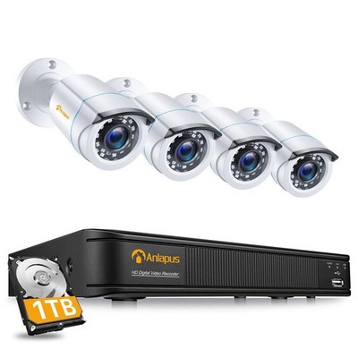 Anlapus 8CH 1080P CCTV Überwachungskamera Set Außen 1TB HDD DVR Alarm