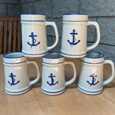 Hartstone Pottery 5 Piece Stein- Blue Navy Anchor