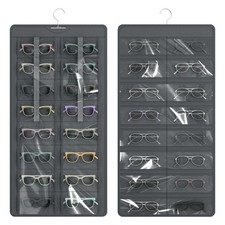 Hanging Sunglasses Organizer Double-Sided Sunglasses Storage with 32 Slots