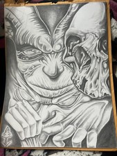 Demons tattoo style Hand Drawn Prison Art copy Signed by artist