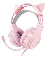 Pink Gaming Headset with Cat Ears, Noise-Canceling Mic, 7.1 Surround Sound